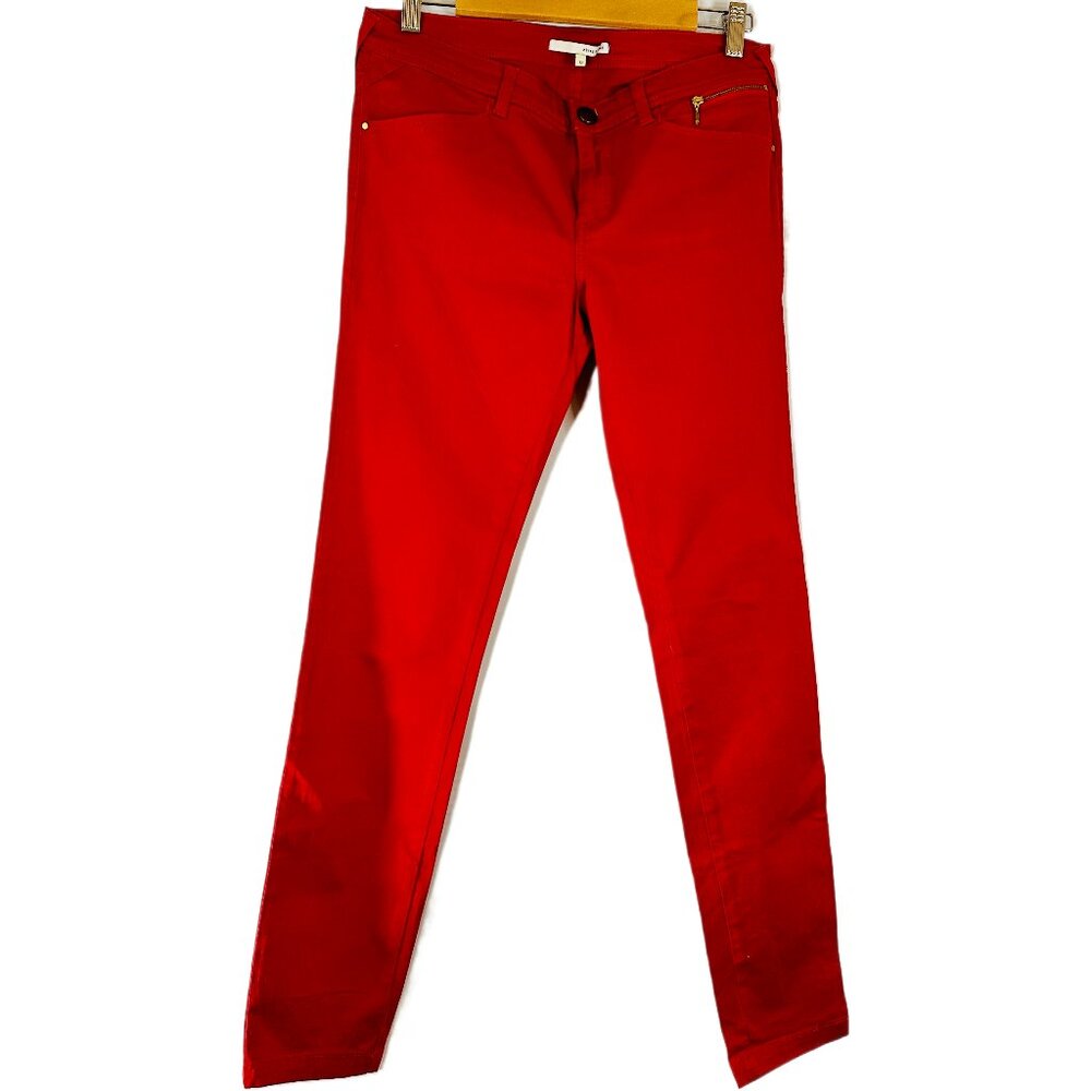 🔥 River Island Red Skinny Jeans with Gold Zip Detail – Size 12 – NWOT